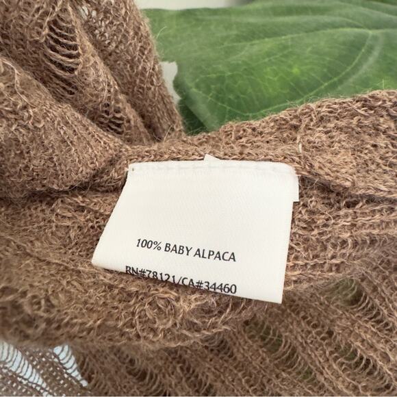 Eileen Fisher 100% Baby Alpaca Cardigan Sleeveless High Low Hem Soft Long Brown - Picture 9 of 11